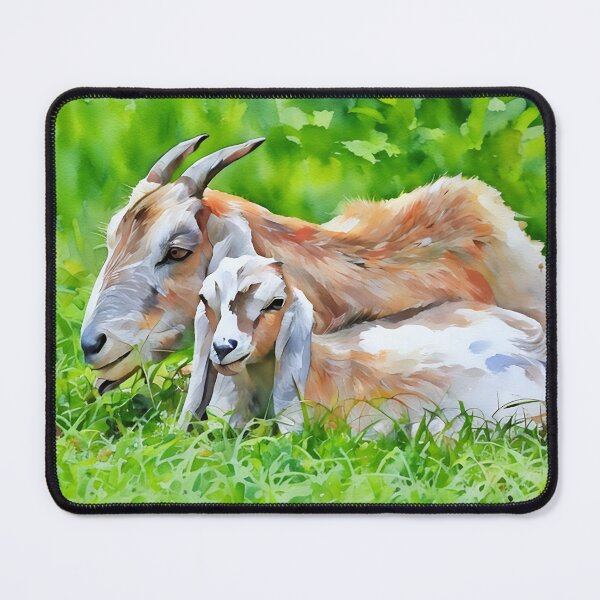 Item preview, Nubian goat mother and baby princess and her mother watercolor designed and sold by RobynPeters1836.