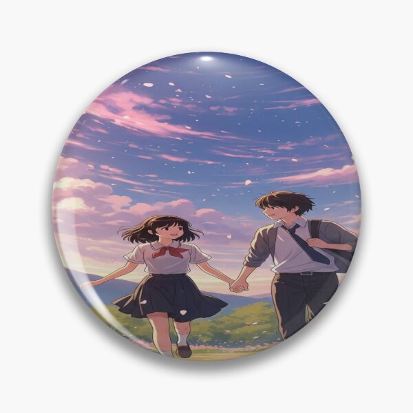 Item preview, Romantic Anime Couple Pink Sky Flowers Manga Art designed and sold by wilnickvisuals.