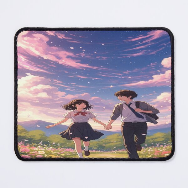 Item preview, Romantic Anime Couple Pink Sky Flowers Manga Art designed and sold by wilnickvisuals.