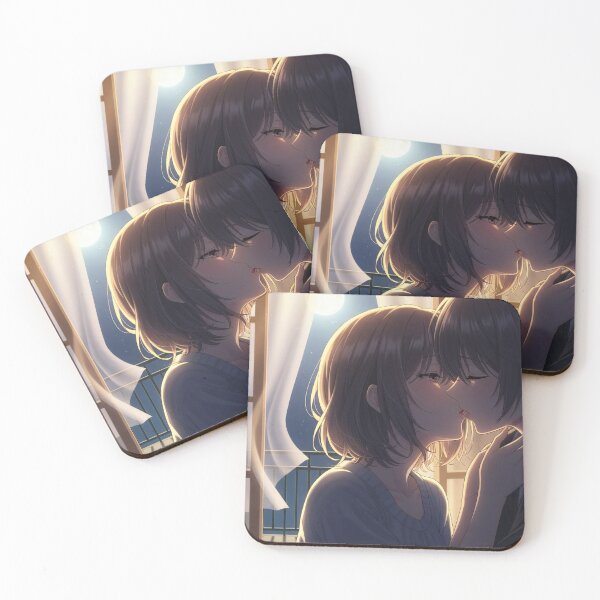Item preview, YURI girls kiss in the moonlight on a warm night designed and sold by GerwantSHOP.