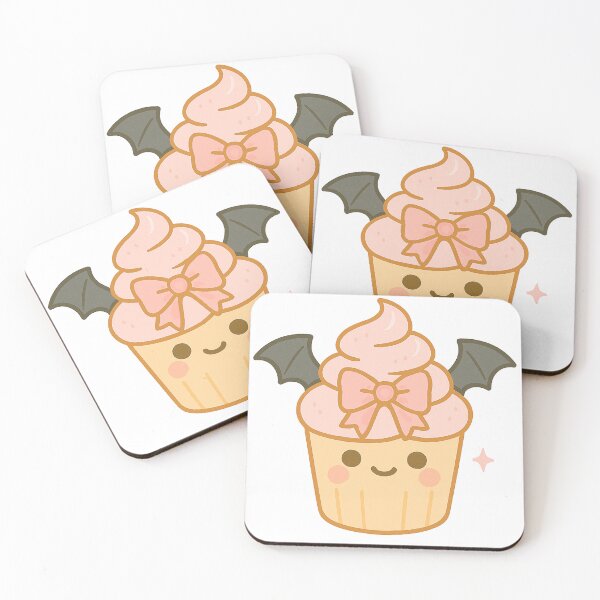 Item preview, Cupcake de Halloween: Cupcake rosa kawaii con alas de murciélago y lazo designed and sold by CreatedbyKandJ.