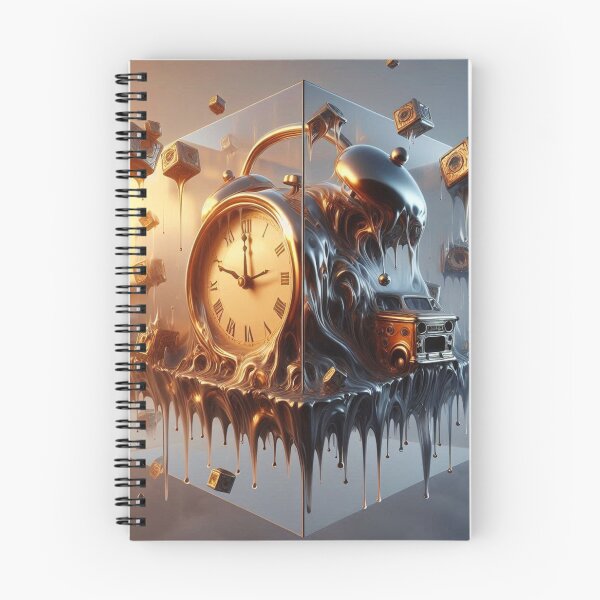 Item preview, Surreal Melting Clock Floating Over Cube – Dreamlike Abstract Art designed and sold by ashokreddy343.