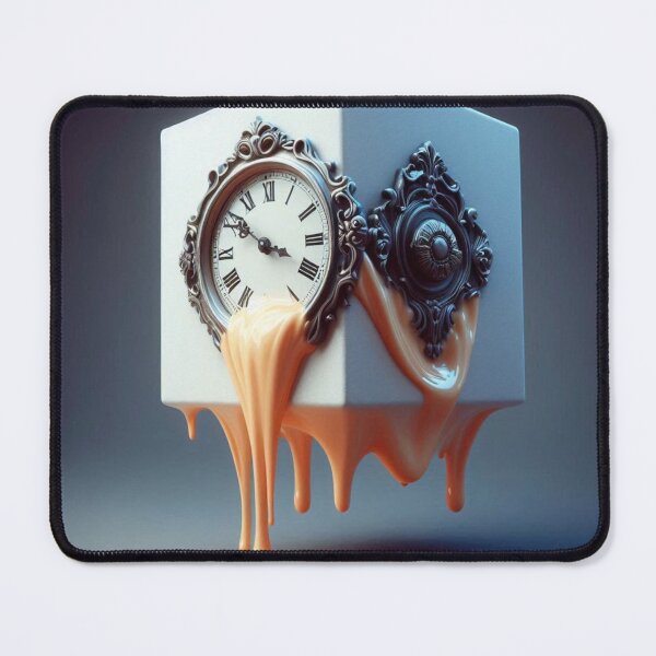 Item preview, Melting Surreal Clock – Floating Over Abstract Cube designed and sold by ashokreddy343.