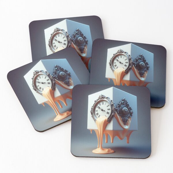 Item preview, Melting Surreal Clock – Floating Over Abstract Cube designed and sold by ashokreddy343.