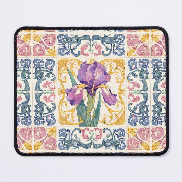 Item preview, Watercolor Iris Portuguese Tile – Ornate Floral Vintage Mosaic Pattern designed and sold by imaginefountain.