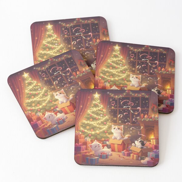 Item preview, Christmas Kittens in Presents Cozy Holiday Tree Scene designed and sold by acceleratorhams.