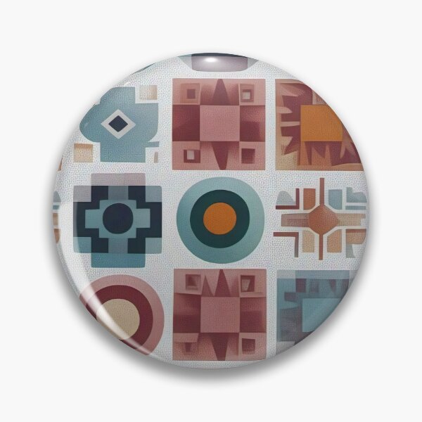 Item preview, A vibrant, geometric repeating pattern squares tiles wallpaper in blue, red, orange, and teal. designed and sold by Digital-Davinci.
