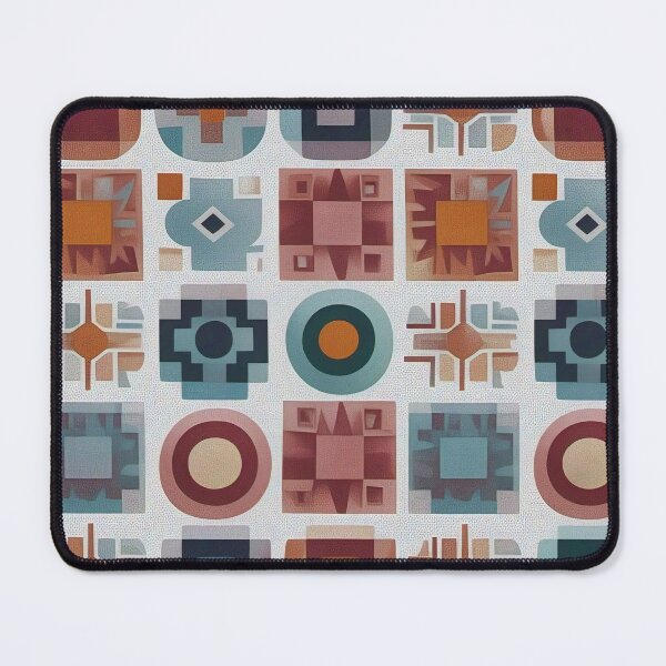 Item preview, A vibrant, geometric repeating pattern squares tiles wallpaper in blue, red, orange, and teal. designed and sold by Digital-Davinci.
