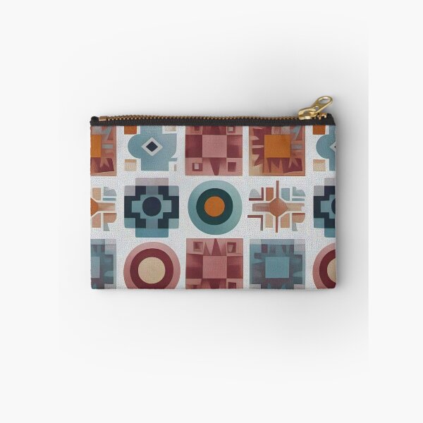 Item preview, A vibrant, geometric repeating pattern squares tiles wallpaper in blue, red, orange, and teal. designed and sold by Digital-Davinci.