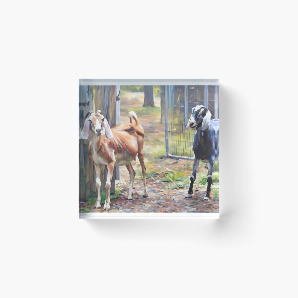 Item preview, watercolor blue moon and her sister Dakota Nubian goat family   designed and sold by RobynPeters1836.
