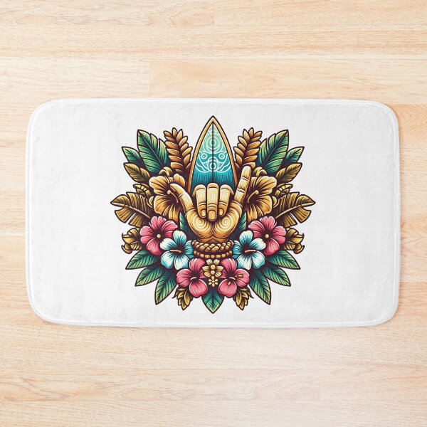 Item preview, Colorful Shaka Surf Design – Tropical Flowers and Surfboard designed and sold by Coffee Lifestyle.
