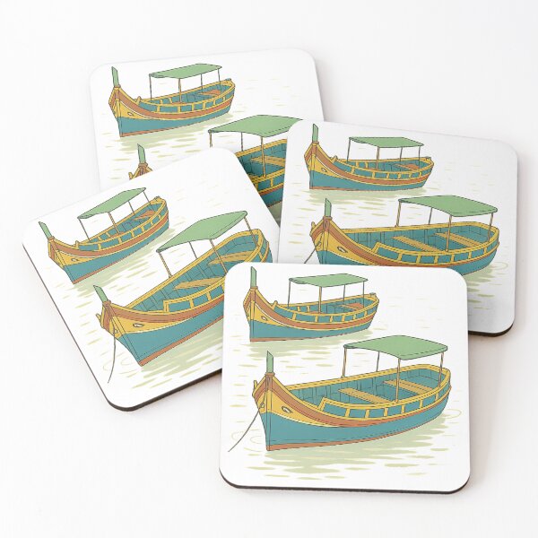 Item preview, Colorful Traditional Fishing Boats – Minimalist Tranquil Illustration designed and sold by BloomOfDesign.