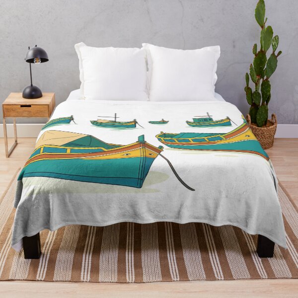 Item preview, Colorful Traditional Fishing Boats – Minimalist Tranquil Illustration designed and sold by BloomOfDesign.
