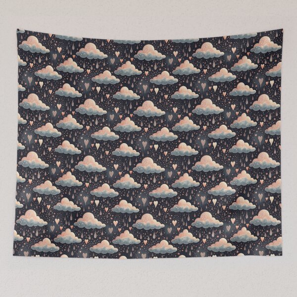 Item preview, A cutesy and romantic pattern of clouds and hearts designed and sold by Merrylands Artshop.