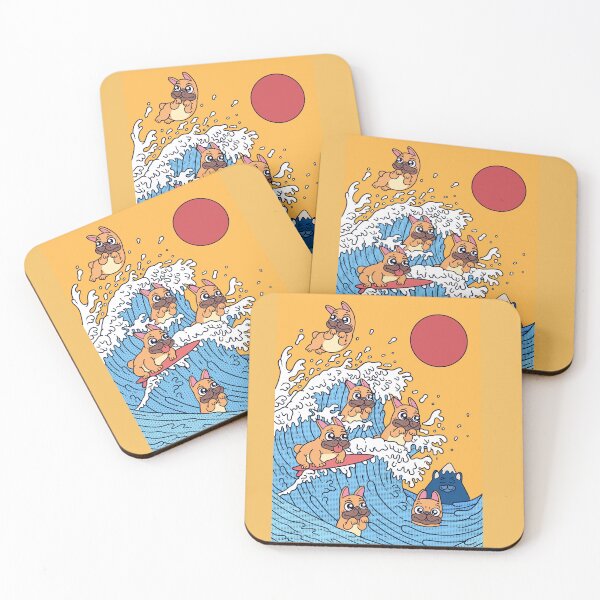 Item preview, The Great Wave of Frenchies - French Bulldogs designed and sold by Paperfly Doodles.