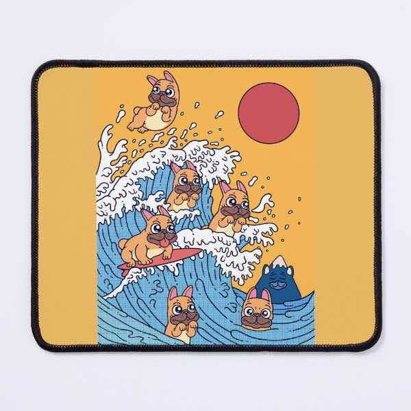 Item preview, The Great Wave of Frenchies - French Bulldogs designed and sold by Paperfly Doodles.