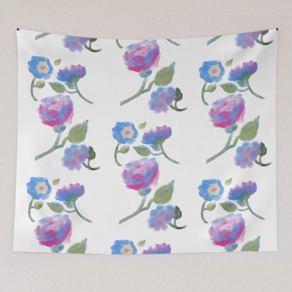 Item preview, Hot Pink and Blue Flowers by ElitebyElise designed and sold by ElitebyElise.