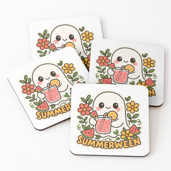 Item preview, Summerween Cute Ghost with Watermelon Drink designed and sold by Cute-Nature.