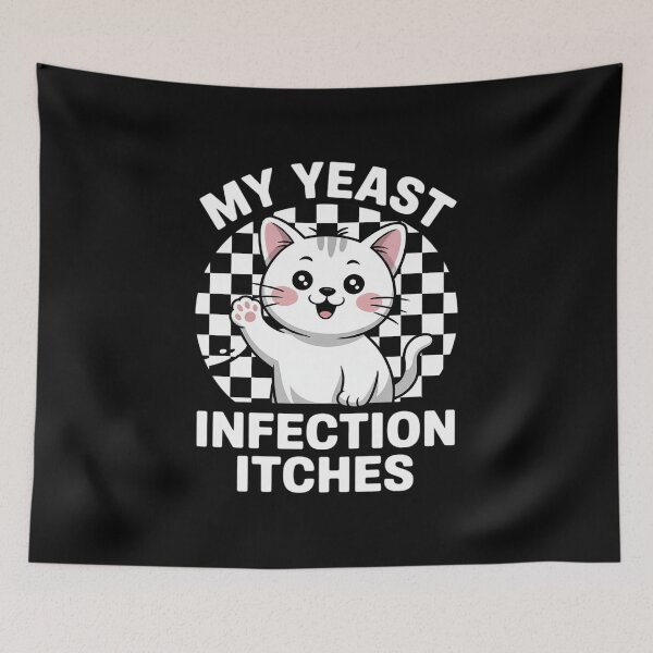 Item preview, My Yeast Infection Itches Meme Adult Humor Weird Cat designed and sold by Charidana.