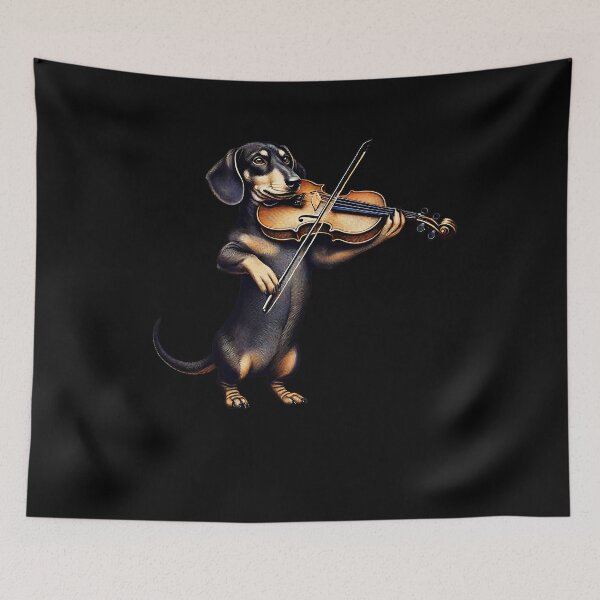 Item preview, Dachshund Playing Violin Player Dog Lover designed and sold by Kimberley King Art  King Art.