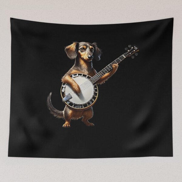 Item preview, Dachshund Playing Banjo Player Dog Lover designed and sold by Kimberley King Art  King Art.