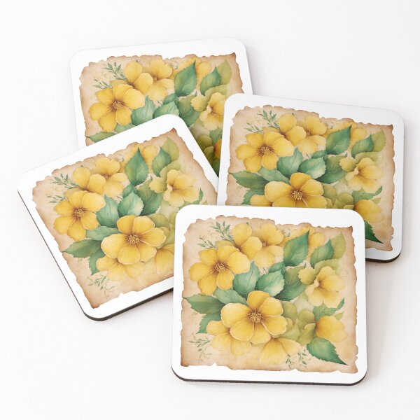Item preview, Vintage Watercolor Yellow Tea Flowers designed and sold by NewAspect.