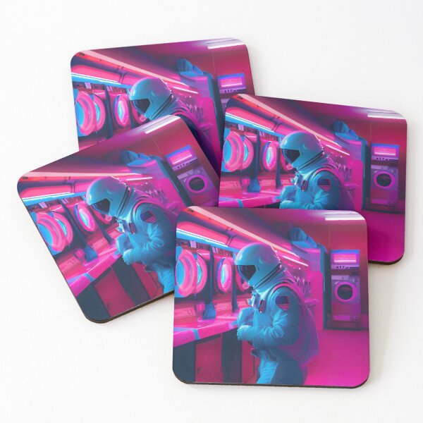 Item preview, The astronaut in the neon laundromat designed and sold by ICONICASTUDIO.