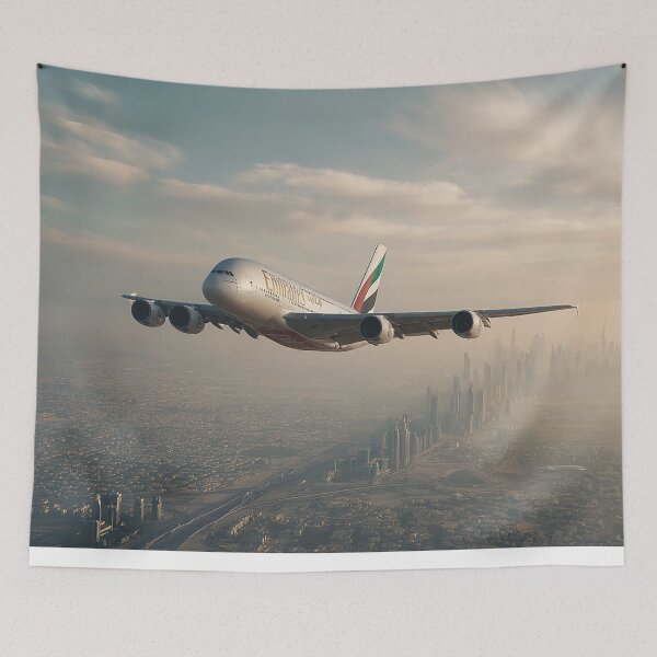 Item preview, Emirates A380 Banking Over the City designed and sold by Skyframe Aviation.
