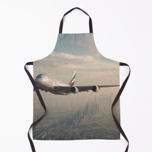 Artikelvorschau, Emirates A380 im Kurvenflug über der Stadt entworfen und verkauft von Skyframe Aviation.