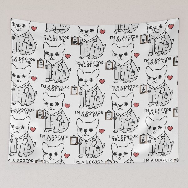 Item preview, Cute French Bulldog Doctor Pun Illustration – Trust Me I’m a Dogtor designed and sold by graphicnew.