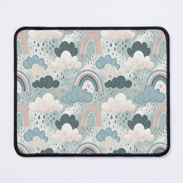 Item preview, A cutesy and romantic pattern of clouds and rainbows designed and sold by Merrylands Artshop.