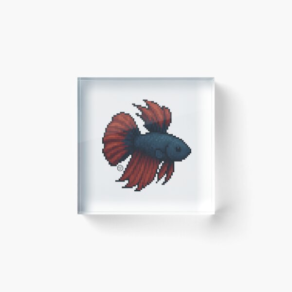 Item preview, Betta Fish - Pixel Art - 8bit graphics 16bit graphics - Retro Fish Art - Black Betta designed and sold by Kabuji Store.