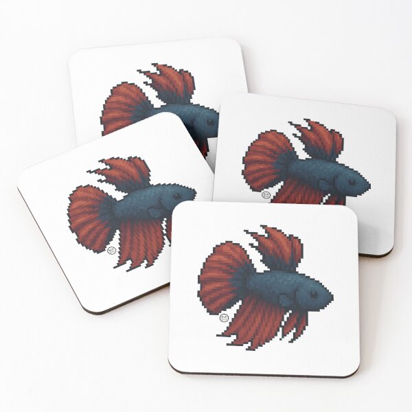 Item preview, Betta Fish - Pixel Art - 8bit graphics 16bit graphics - Retro Fish Art - Black Betta designed and sold by Kabuji Store.