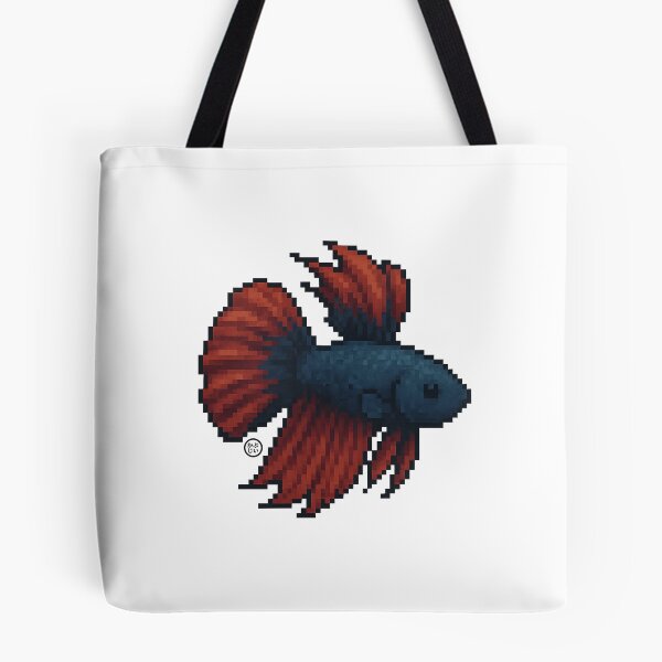 Item preview, Betta Fish - Pixel Art - 8bit graphics 16bit graphics - Retro Fish Art - Black Betta designed and sold by Kabuji Store.