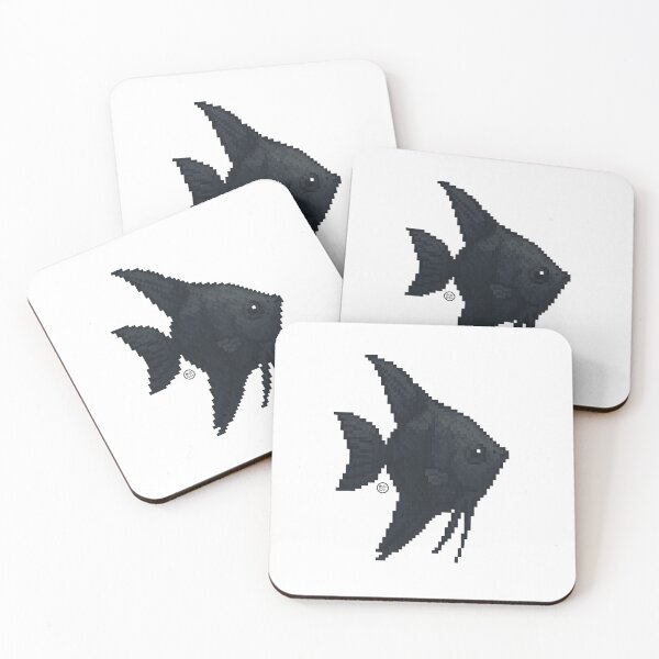 Item preview, Angel Fish - Pixel Art - 8bit graphics 16bit graphics - Retro Fish Art - Black Angelfish designed and sold by Kabuji Store.