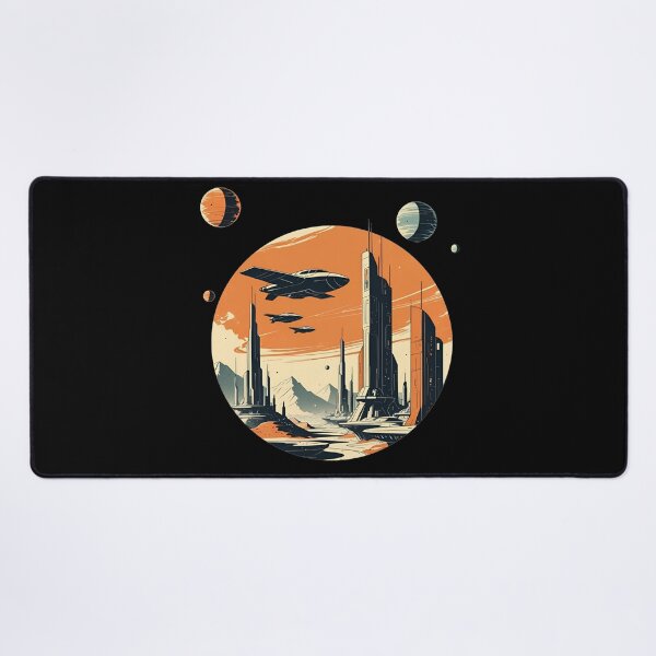 Item preview, Vintage Space Retro Sci-Fi City Planets Futuristic Starships designed and sold by SynizesisShop.