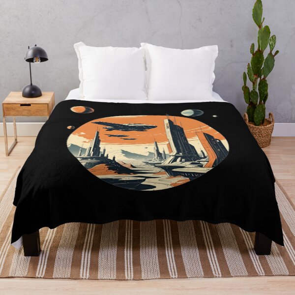 Item preview, Vintage Space Retro Sci-Fi City Planets Futuristic Starships designed and sold by SynizesisShop.