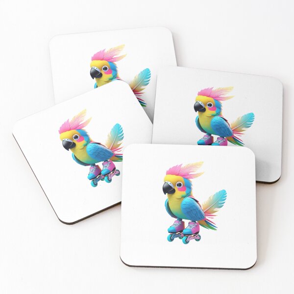 Item preview, Parrot on Roller Skates Clipart – Realistic Illustration designed and sold by BGHoneyPrints.
