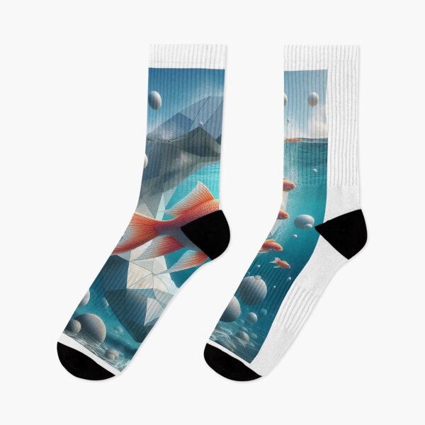 Item preview, Surreal Fish Swimming Through Geometric Portal – Abstract Ocean Design designed and sold by ashokreddy343.