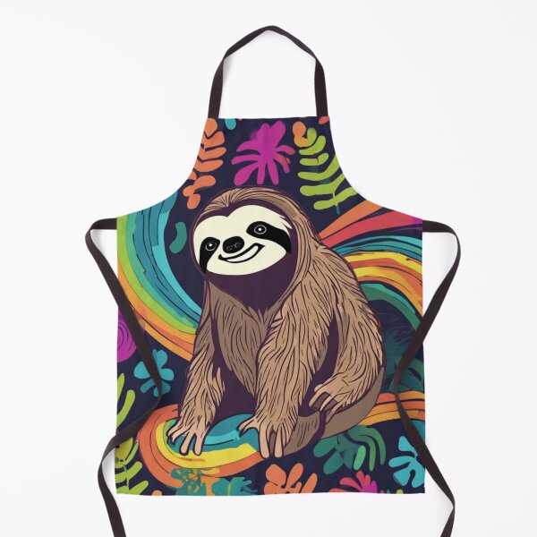 Item preview, Colorful Groovy Sloth Art Print on Psychedelic Rainbow Jungle Background designed and sold by VonsKraftCorner.