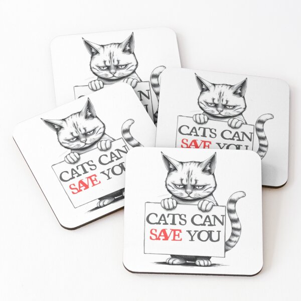 Item preview, Cats Can Save You - funny cat  with sign design designed and sold by Rusifero.