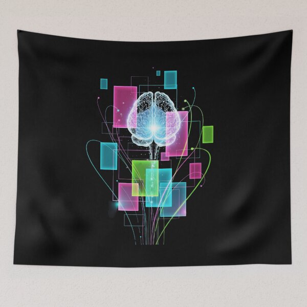 Item preview, Futuristic colorful digital brain with blocks designed and sold by AFernandesDSG.