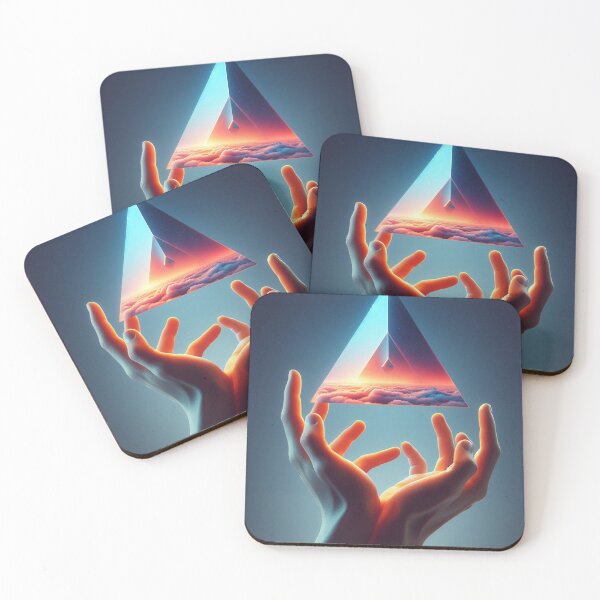 Item preview, Surreal Hands Holding Floating Triangle – Abstract Geometry Art designed and sold by ashokreddy343.