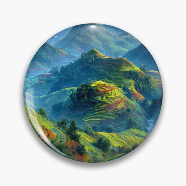Item preview, Lush Terraced Mountainside Landscape at Dawn's Light designed and sold by Artessie.