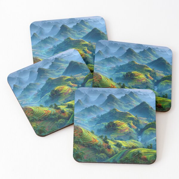 Item preview, Lush Terraced Mountainside Landscape at Dawn's Light designed and sold by Artessie.