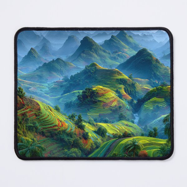 Item preview, Lush Terraced Mountainside Landscape at Dawn's Light designed and sold by Artessie.
