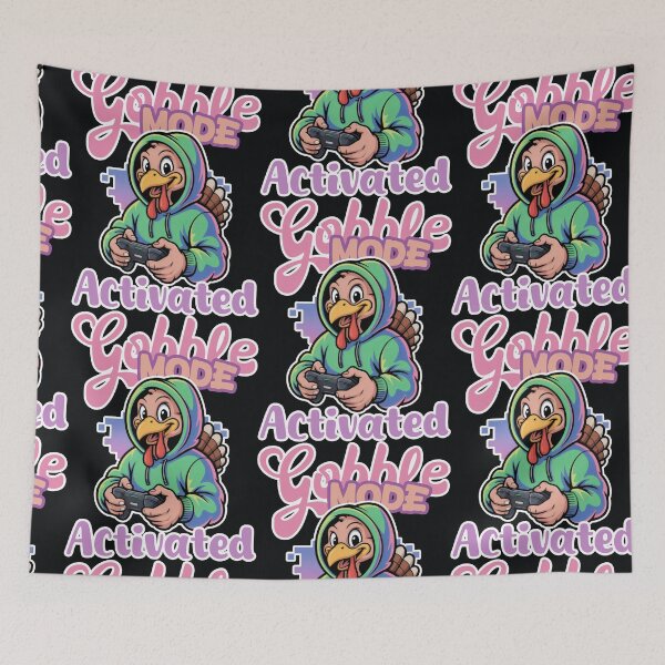 Item preview, Cartoon Turkey Gamer with Controller and Pixel Background designed and sold by SplashTastic.