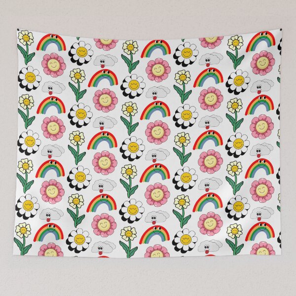 Item preview, Five stickers rainbow, smiling cloud, three sleeping flowers. designed and sold by Lov Verman.