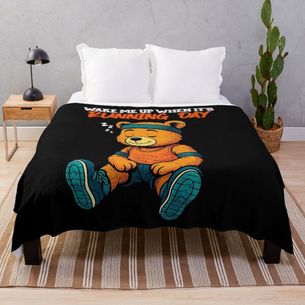 Aperçu de l'œuvre Wake Me Up When it’s Running Day – Nounours Coureur créée et vendue par IronicSmiles.