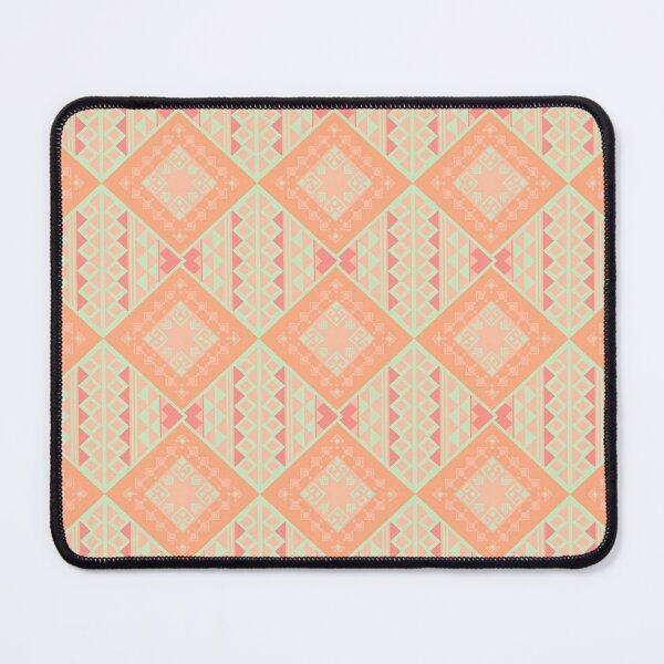 Item preview, Seamless geometric pattern featuring peach orange diamond shapes and light green tribal motifs designed and sold by Crispifly.